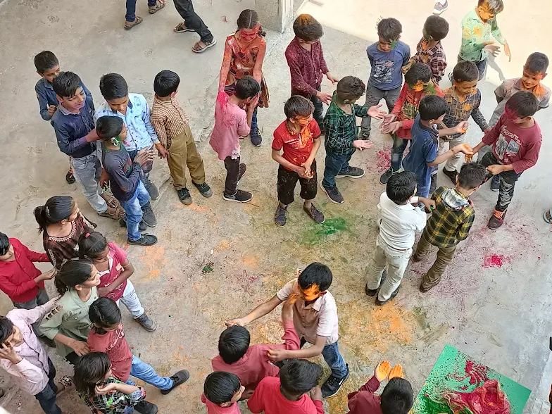 Students Playing Holi